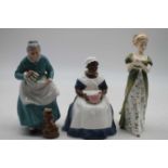Three Royal Doulton figurines The Favourite, Veneta, and Royal Governor's Cook (3)