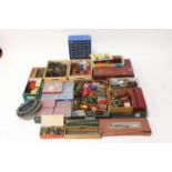 A large extensive collection of mixed period Meccano to include blue & gold, red & green, various