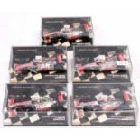 Minichamps 1/43rd scale Formula 1 group of 5 Mclaren Mercedes with Lewis Hamilton - specific