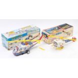 2 boxed vintage battery powered Helicopter models to include, T.P.S Toys Japan tinplate Super Flying