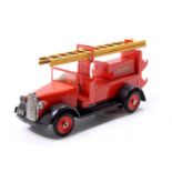 A Tekno No. 351 tinplate Falck fire engine comprising of orange to red body with black chassis and