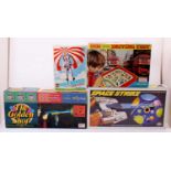 One tray containing a collection of 1960s board games to include Ideal Corporation Spacestrike,