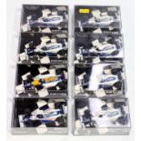 Eight various Minichamps 1/43 scale Williams Renault Formula One related diecasts to include a Damon