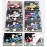 A Minichamps 1/43 scale boxed Formula One racing diecast group to include a Martin Brundle Tyrrell