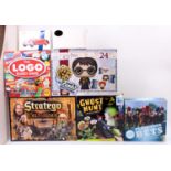 A collection of various mixed children's board games, Scalextric sets and diecast vehicles to