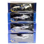 A Minichamps Williams Formula One Team 1/18 scale boxed diecast group to include a Ralf Schumacher