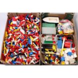 Two trays containing a quantity of mixed vintage Lego