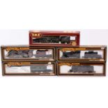 Four Mainline & one Airfix GMR locos: ‘Caerphilly Castle’ GWR green; ‘Royal Scot’ LMS maroon; 0-6-