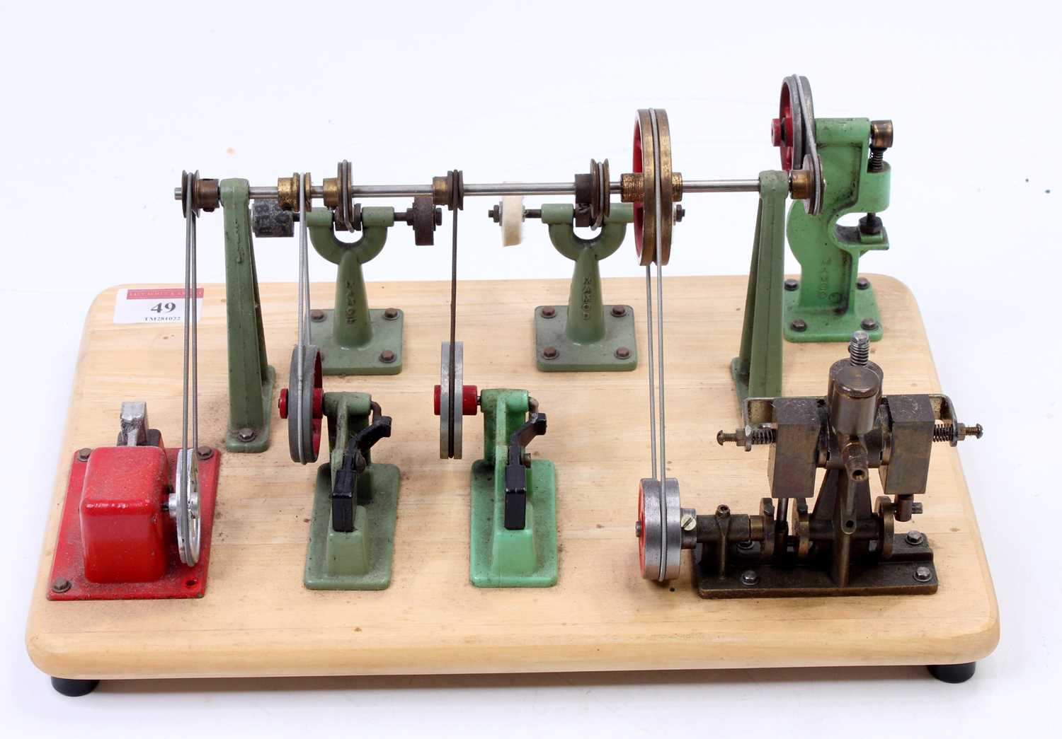 A well-made stationary steam workshop comprising of twin cylinder vertical steam engine, with