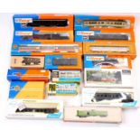 One tray of various H0 scale mixed locomotives and rolling stock to include Roco, Permot, Piko and