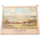 An original 1920s Perth The Fair City Scotland's Holiday Centre railway poster depicting a classic