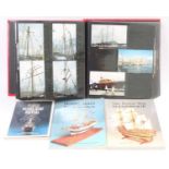 A collection of model ship building books together with a quantity of various postcards and