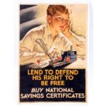 An original early 20th century Meccano 'Lend to Defend His Rights to be Free' National Savings