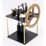 Scratchbuilt stationary table engine, comprising single cylinder with exhaust and take off points,