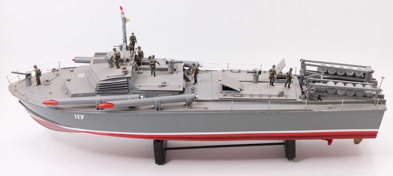 A very well made balsa wood with GPR hull, German WWII Attack Torpedo patrol boat finished in grey