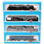 Four Airfix locos: ‘Royal Scots Fusilier’ LMS lined black; ’Royal Scot’ BR lined green; ‘4F’ 0-6-0