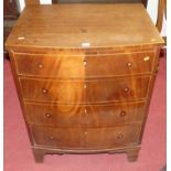 A 19th century mahogany bowfront chest of four long graduated drawers (lacking handles), w.69cm