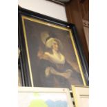 Mid-19th century English school - three-quarter length portrait of a woman, oil on canvas (re-