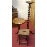 An early 20th century spiral turned oak plant stand; together with an early 19th century