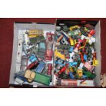 Two boxes of mixed play worn diecast to include Matchbox and Dinky