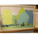 Phyllis - Parkland scene, gouache, signed lower left, 50x75cm