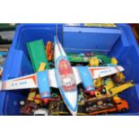A collection of mixed tinplate diecast and similar childrens' toys and collectables to include a