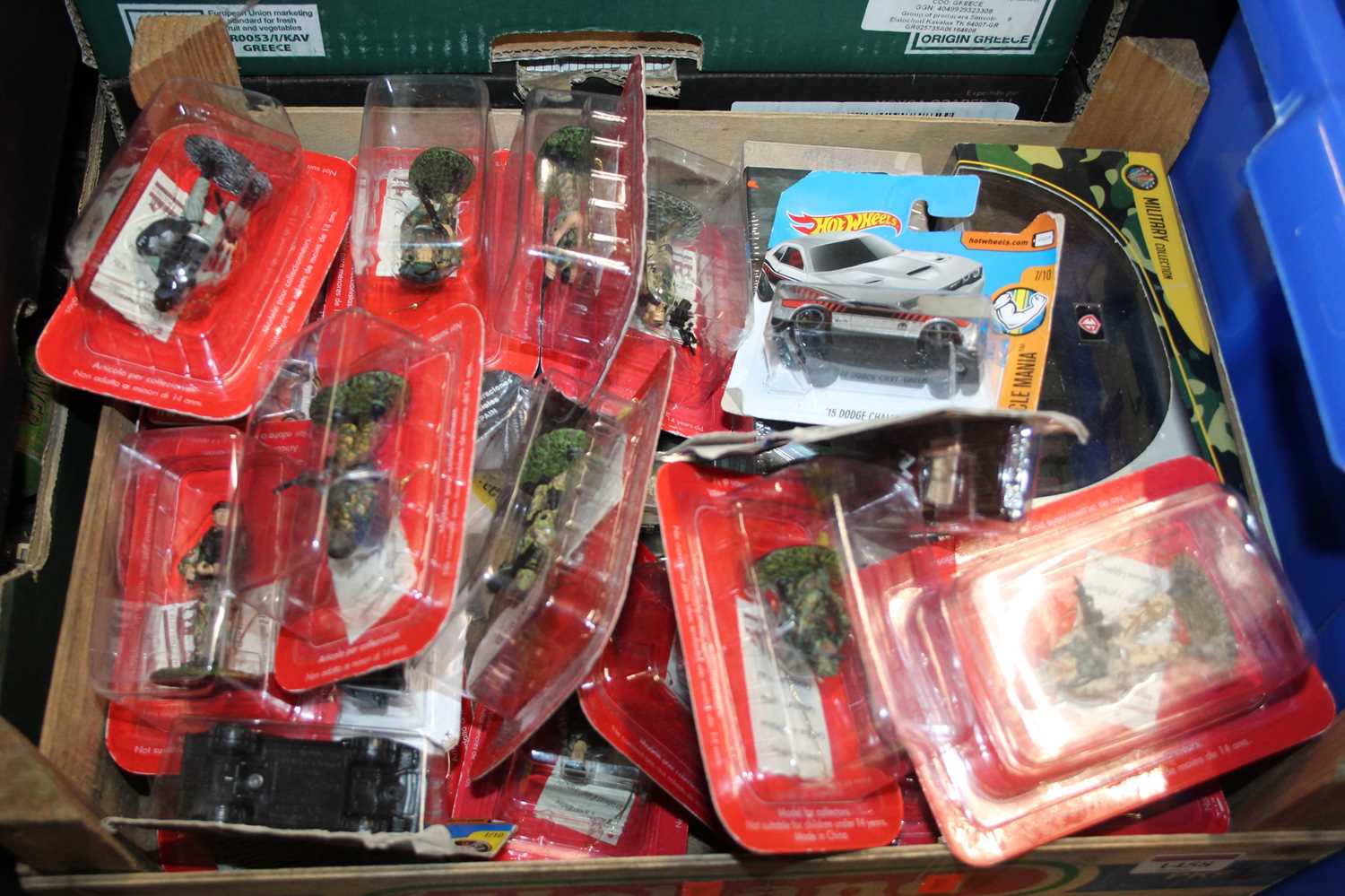 One box of mixed Del Prado military action figures, and various military related diecasts, and a