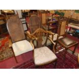 A pair of early 20th century beech cane backed Bergere armchairs; together with a set of four