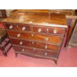 A small 19th century mahogany chest of two short over three long graduated drawers, w.85cm
