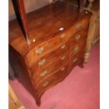 A mahogany serpentine front chest of four long graduated drawers, w.83.5cmLots of general marks