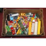 One tray of mixed and loose playworn diecast vehicles to include Corgi Matchbox and others