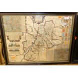 John Speed - county map of Gloucestershire, engraved and hand coloured, and within inset town
