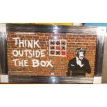 After Banksy - Think Outside the Box, heightened print, 50x100cm