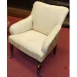 A 19th century mahogany and upholstered child's armchair, on turned forelegs, w.50cm