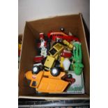 One box of mainly Tonka tinplate and pressed steel vehicles to include a dumper truck