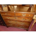 A 19th century mahogany squarefront chest, of two short over three long graduated drawers (some