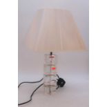 A modern glass table lamp, h.50cm (including shade)