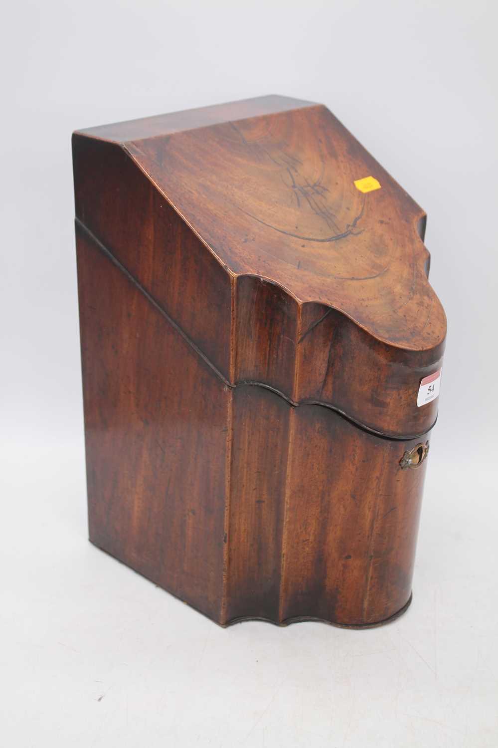 A George III mahogany knife-box, of shaped outline, h.37cmRemarkably good condition for age. You can