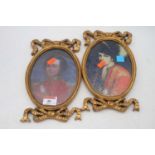 A pair of reproduction portrait miniatures, 24 x 13cm