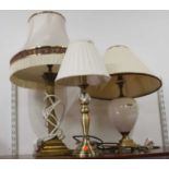 A 20th century brass table lamp in the form of a Corinthian column, h.67cm (including shade);