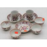 A collection 19th Century Samson porcelain teawares (9)One saucer with a chip.Another saucer with