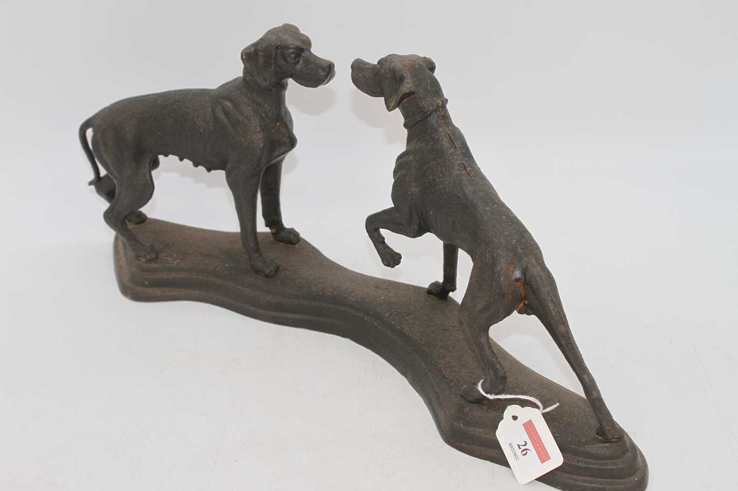 A 20th century cast metal group of two dogs, h.21cm - Bild 2 aus 2