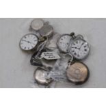 Eight Victorian and later silver cased pocket watchesAll with faults, either incomplete, with