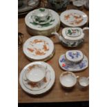 A Wedgwood Chinese Tigers pattern part tea and dinner service, in red, green and blue variations