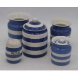 A collection of T.G. Green electric blue Cornishware (5)