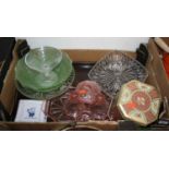 A box of vintage glassware