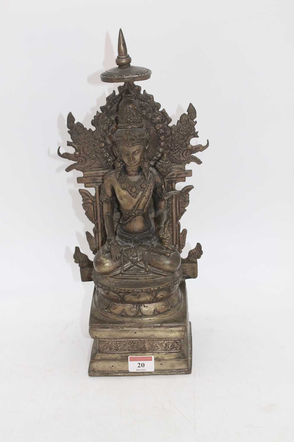 A 20th century Eastern metal figure of a seated deity, h.40cm - Bild 2 aus 2