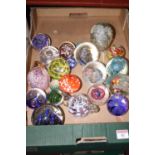 A collection of glass paperweights, to include an aquarium type example