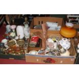 Three boxes of miscellaneous items, to include ceramics and metalware