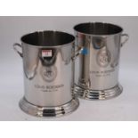 A pair of modern plated wine coolers, each inscribed Louis Roederer, h.24cm